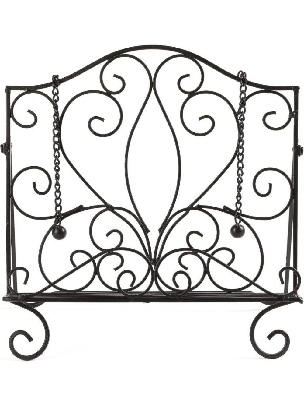 Vintage Metal Cookbook Holder & Recipe Book Stand with Elegant Scrollwork for
